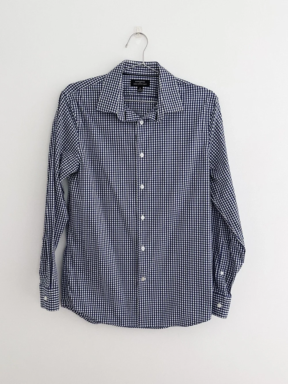 Banana Republic Men’s Blue White Gingham Slim Fit Button Down Shirt Size S